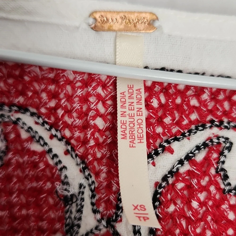 Free People Bonnie Embroidered Top, XS, Excellent Used Condition